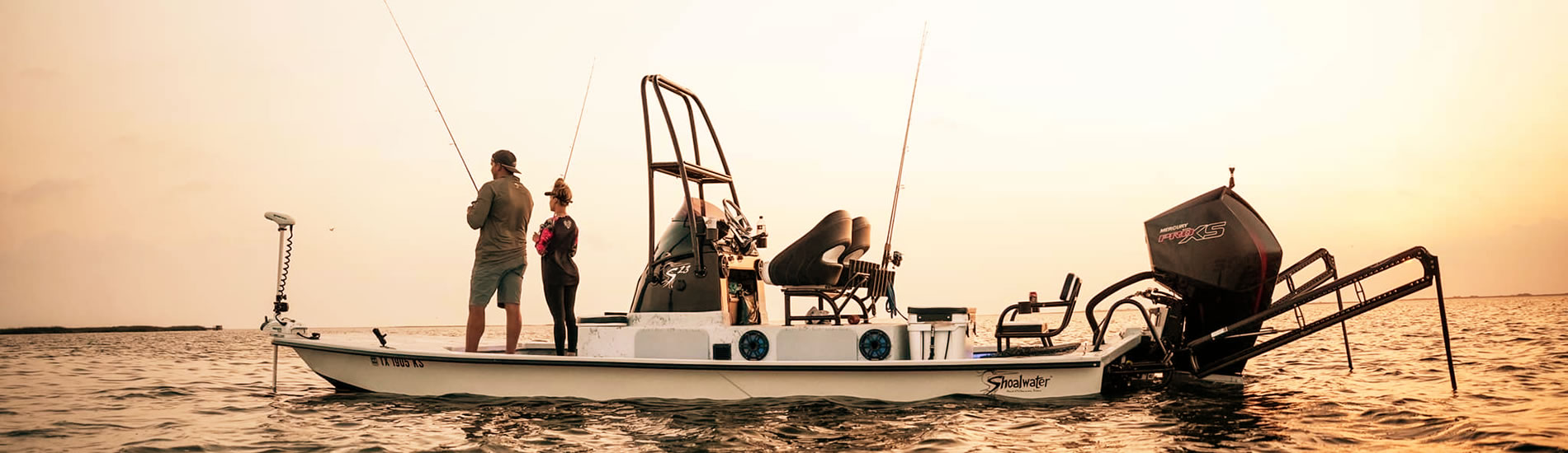Shallow water fishing boat in Texas